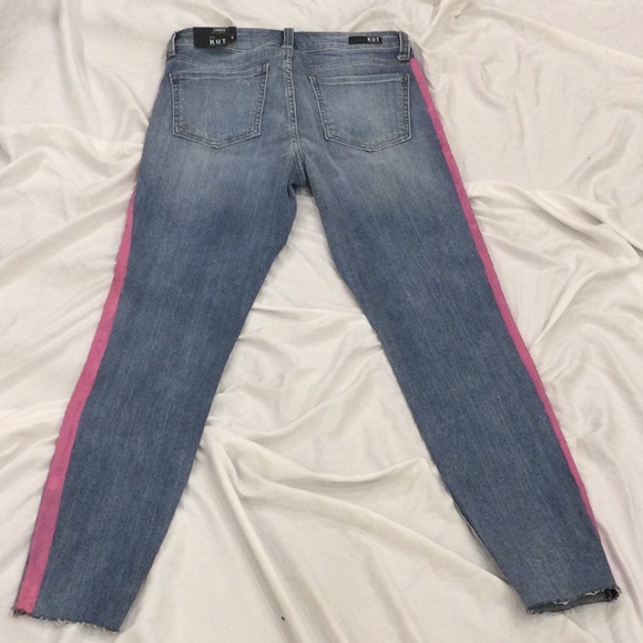 New Kut From The Cloth Pink Side Stripe High Rise Ankle Skinny Jeans Size 4 - Picture 8 of 14